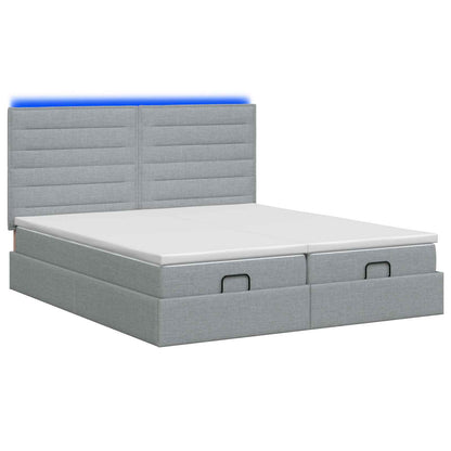 Letto Ottomano con Materasso e LED Grigio Chiaro 160 x 200 cm