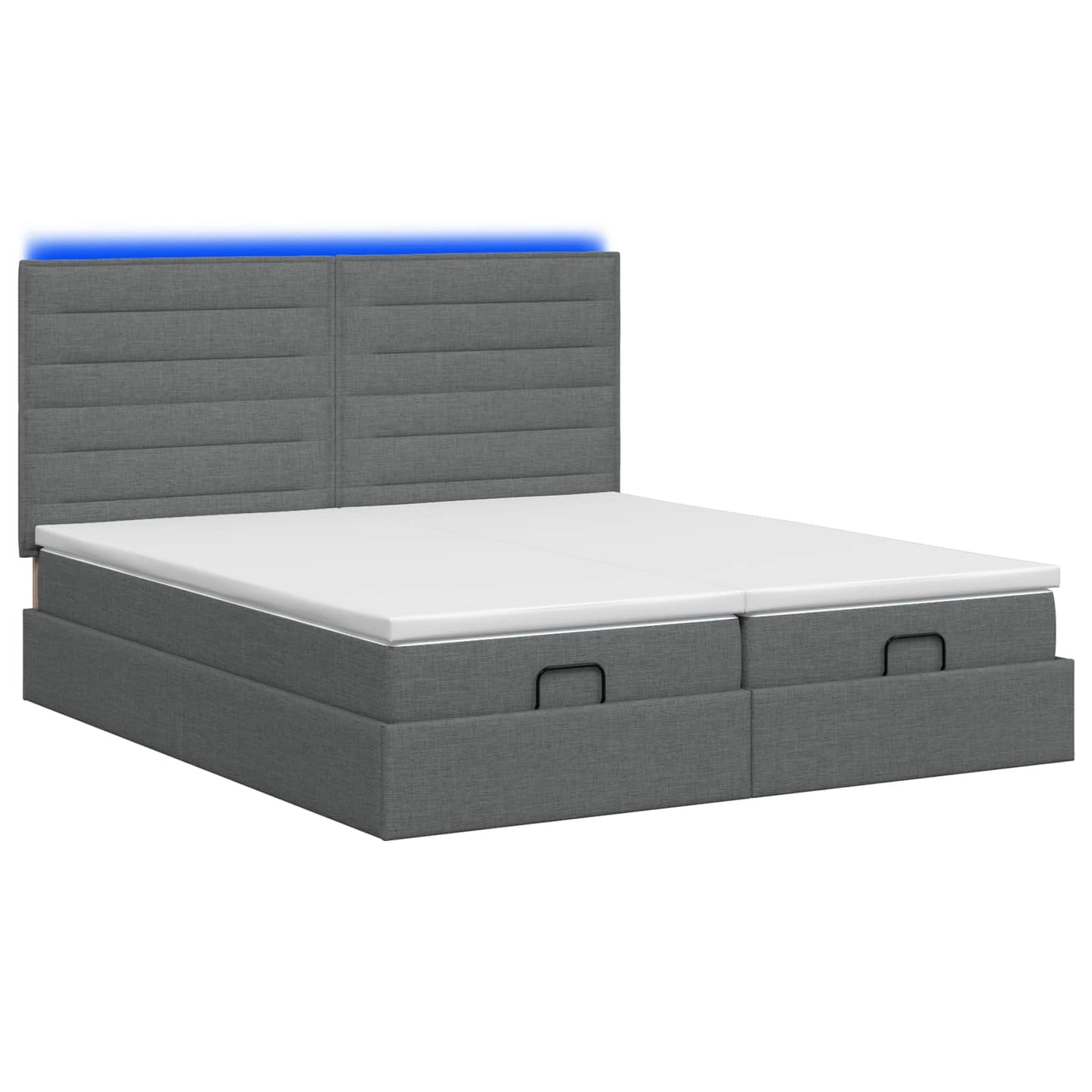 Letto Ottomano con Materasso e LED Grigio Scuro 160 x 200 cm | homemem39