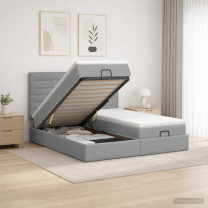 Letto Ottomano con Materasso e LED Grigio Chiaro 160 x 200 cm