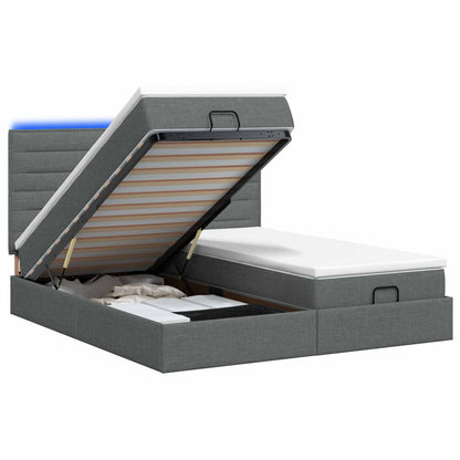 Letto Ottomano con Materasso e LED Grigio Scuro 200 x 200 cm | homemem39