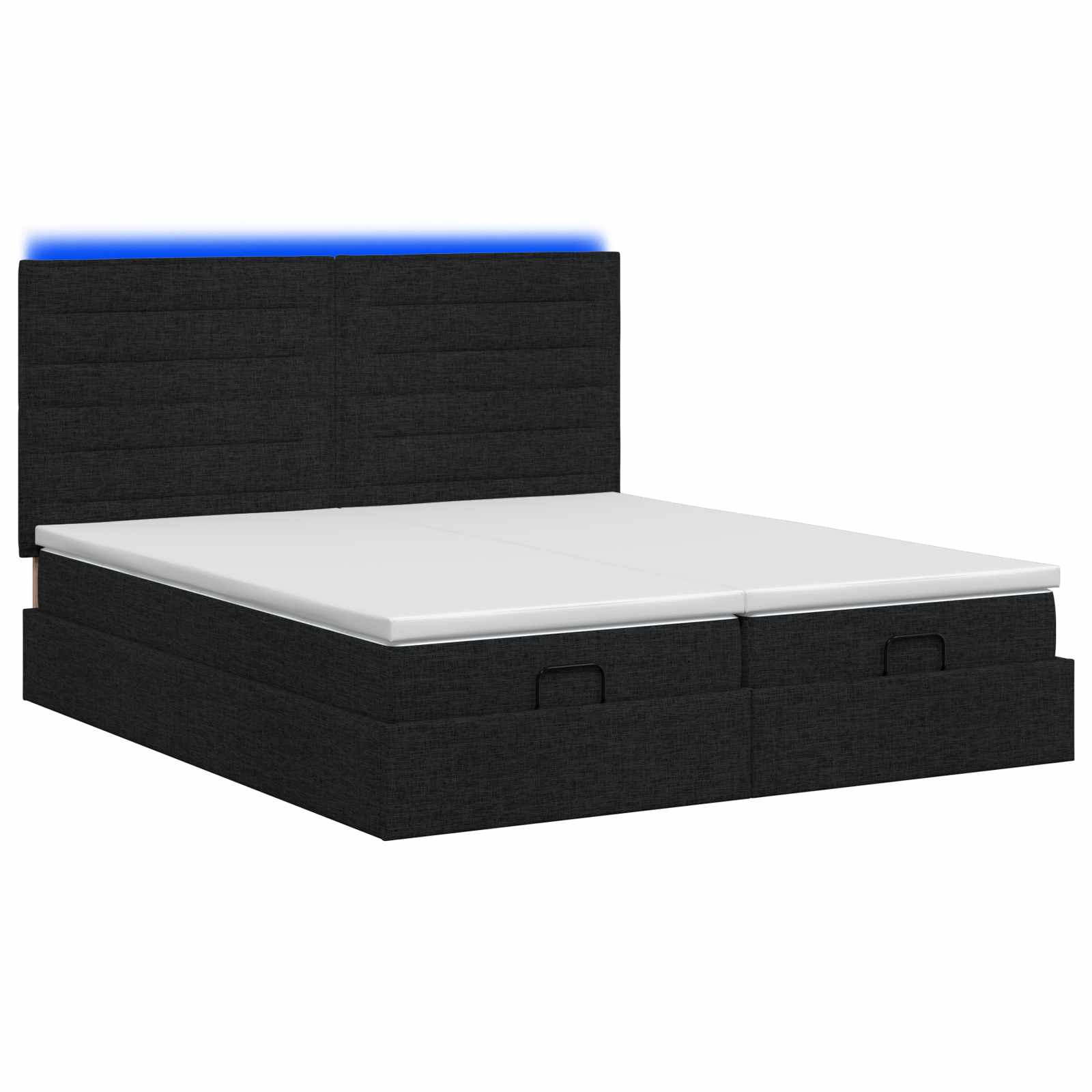 Letto Ottomano con Materasso e LED Nero 200 x 200 cm Tessuto | homemem39