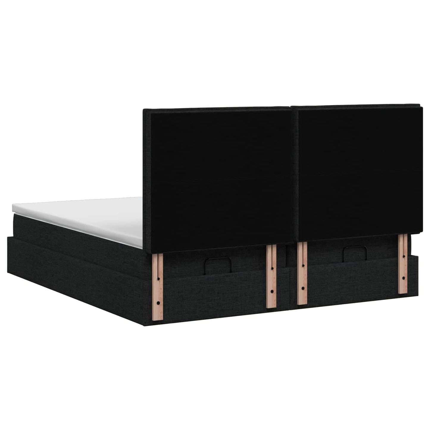 Letto Ottomano con Materasso e LED Nero 200 x 200 cm Tessuto | homemem39
