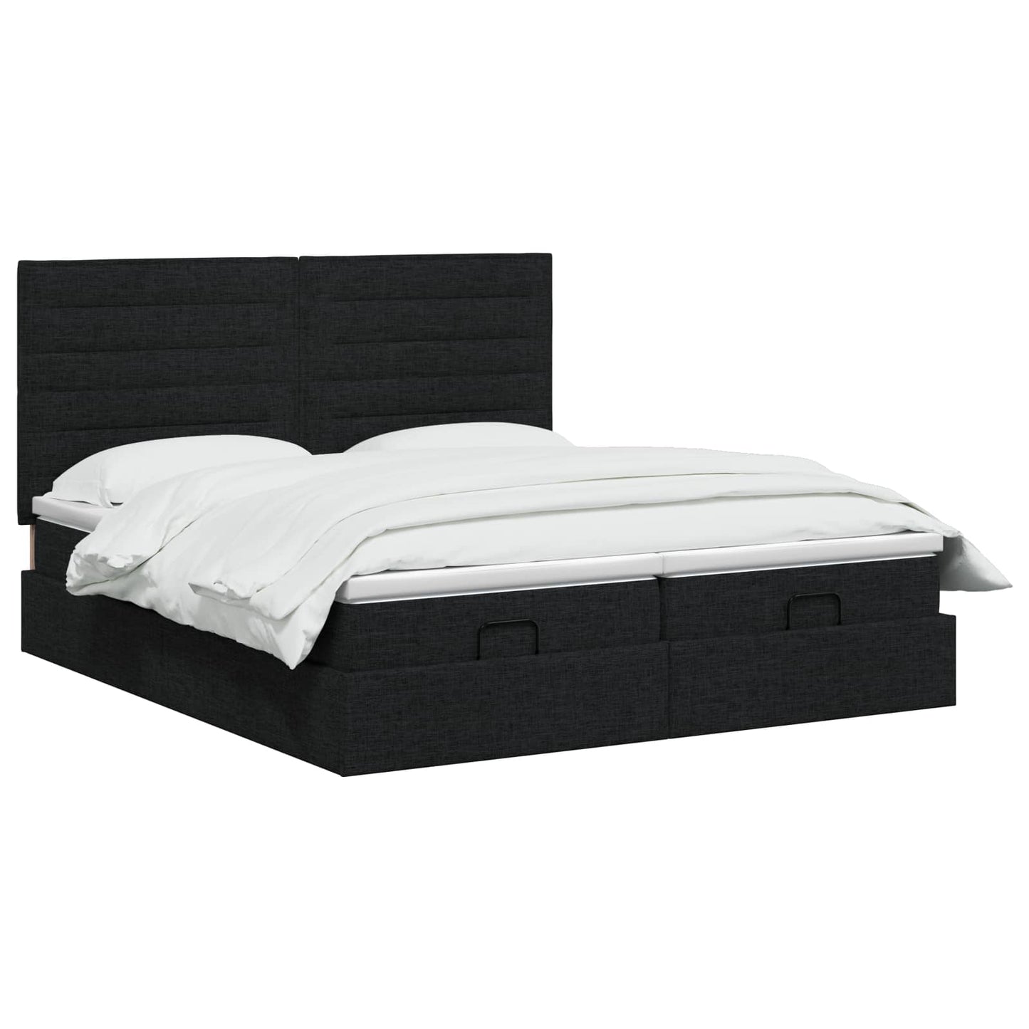 Letto Ottomano con Materasso e LED Nero 200 x 200 cm Tessuto | homemem39