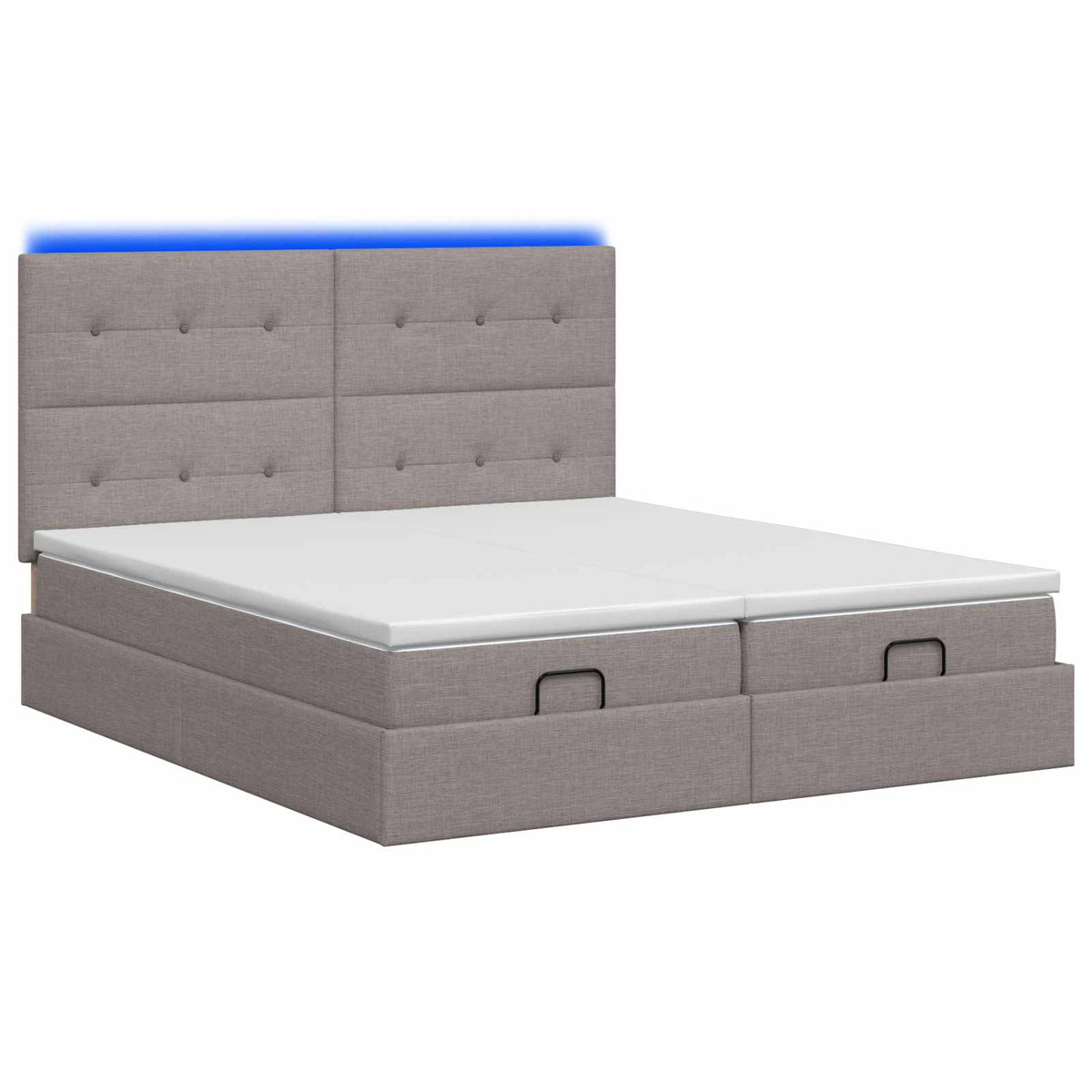 Letto Ottomano con Materasso e LED Tortora 160 x 200 cm Tessuto | homemem39