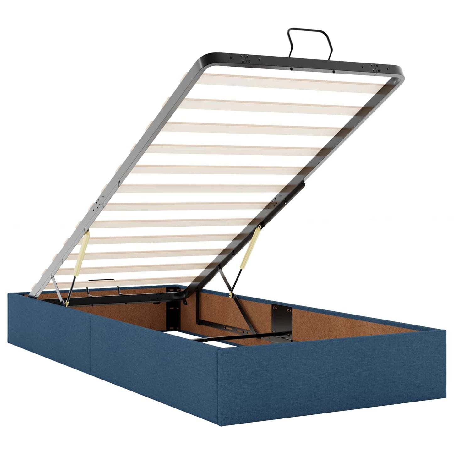 Letto Ottomano con Materasso e LED Blu 160 x 200 cm Tessuto