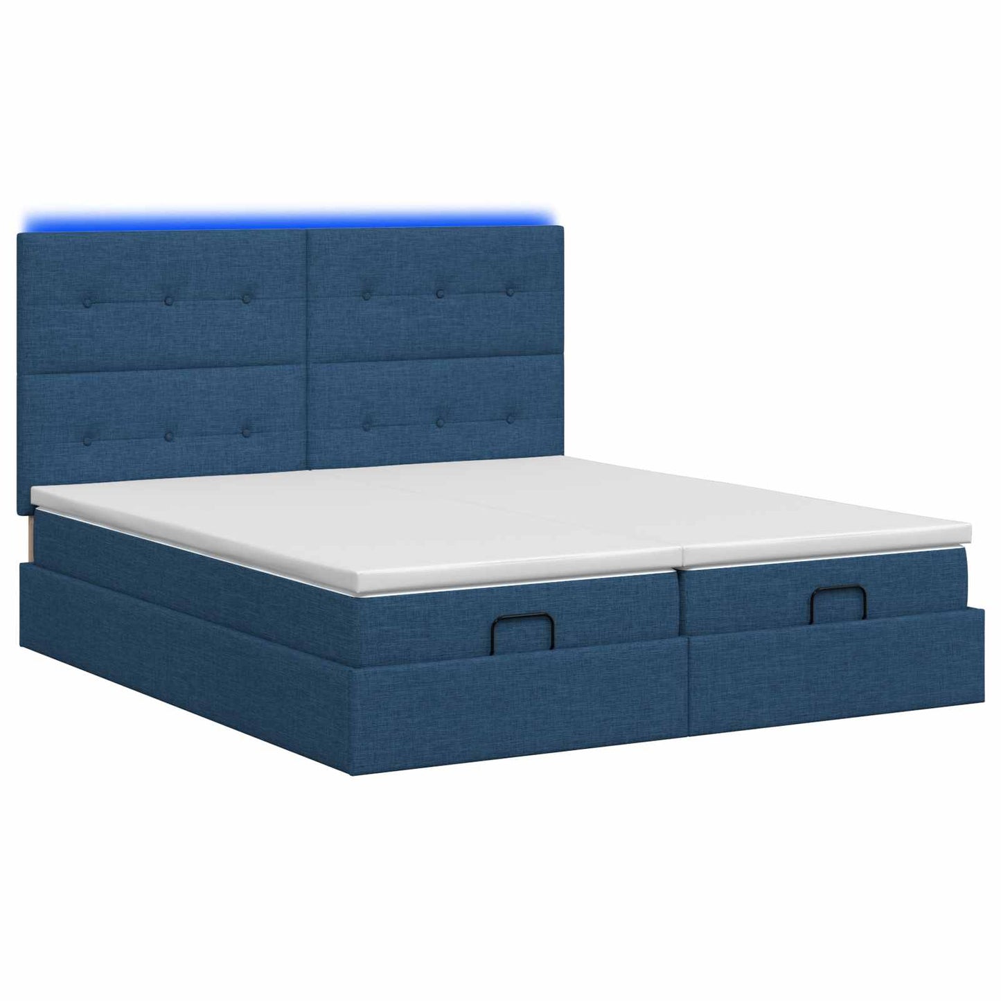 Letto Ottomano con Materasso e LED Blu 160 x 200 cm Tessuto
