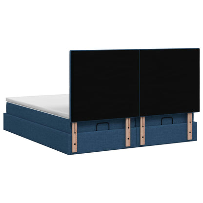 Letto Ottomano con Materasso e LED Blu 160 x 200 cm Tessuto