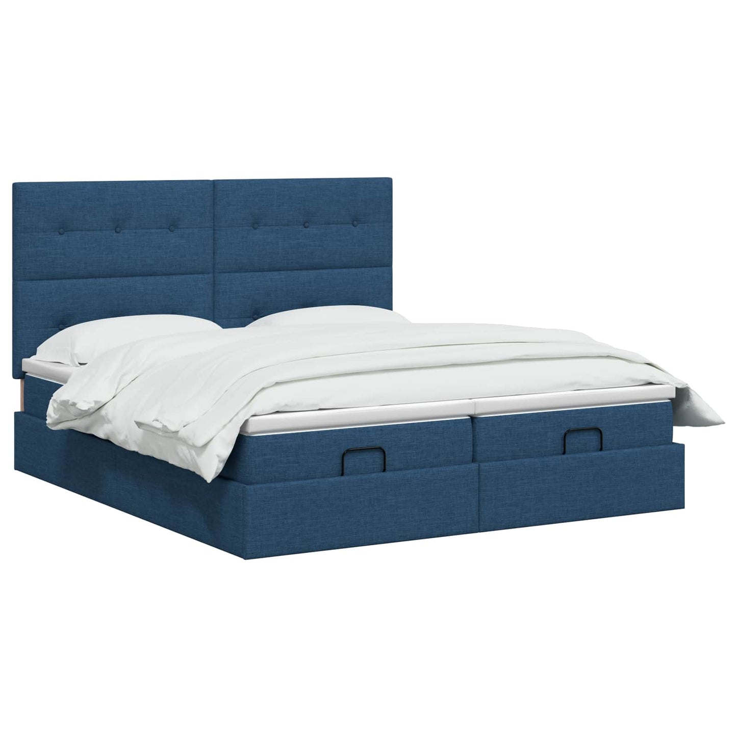 Letto Ottomano con Materasso e LED Blu 160 x 200 cm Tessuto