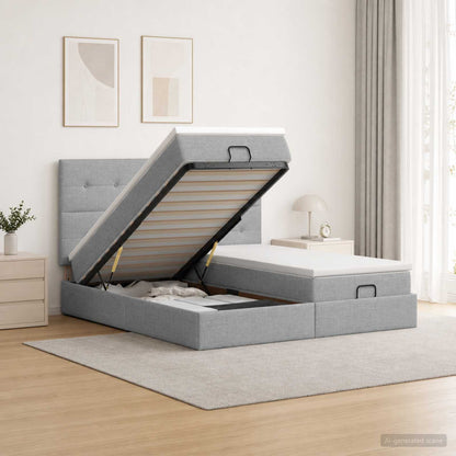 Letto Ottomano con Materasso e LED Grigio Chiaro 180 x 200 cm - homemem39