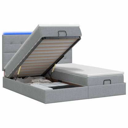 Letto Ottomano con Materasso e LED Grigio Chiaro 180 x 200 cm - homemem39