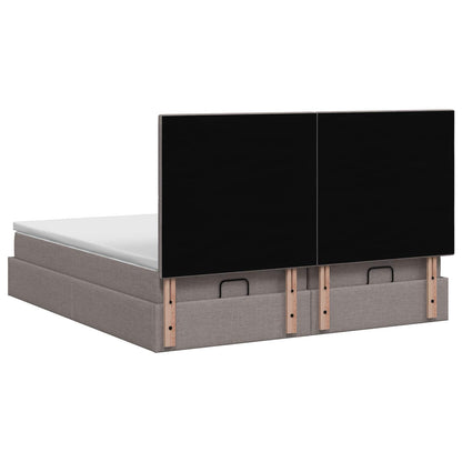 Letto Ottomano con Materasso e LED Tortora 180 x 200 cm Tessuto | homemem39
