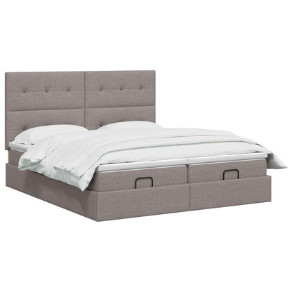 Letto Ottomano con Materasso e LED Tortora 180 x 200 cm Tessuto | homemem39
