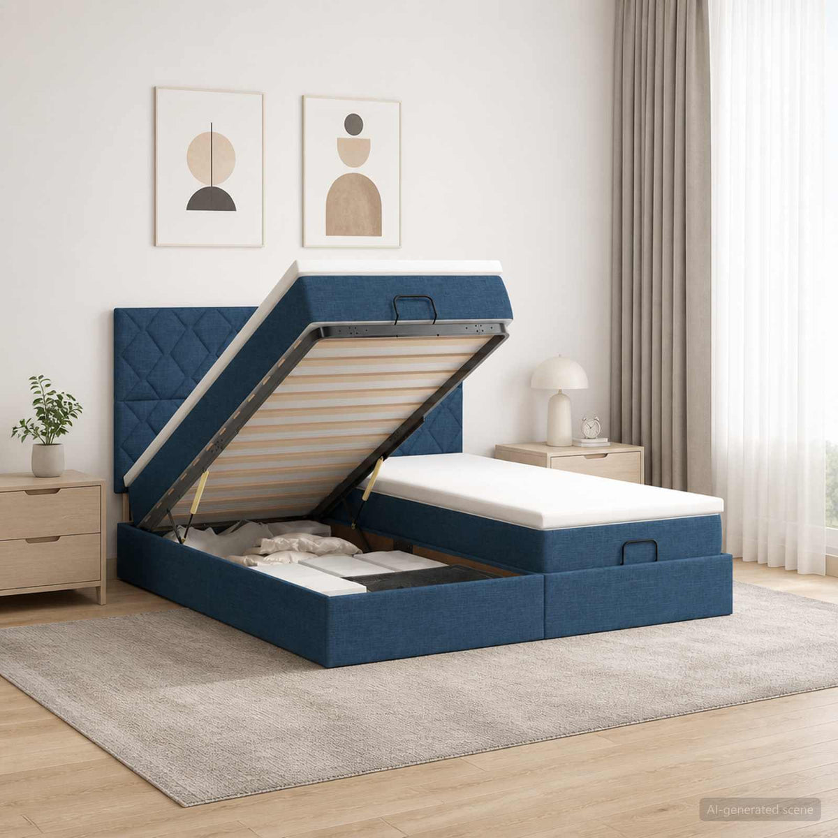 Letto ottomano con materasso con testiera 2 pz Tessuto
