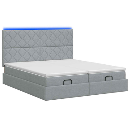 Letto Ottomano con Materasso e LED Grigio Chiaro 200 x 200 cm - homemem39