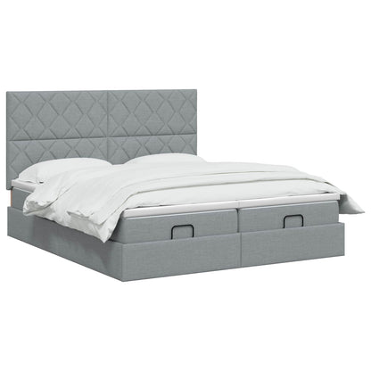 Letto Ottomano con Materasso e LED Grigio Chiaro 200 x 200 cm - homemem39