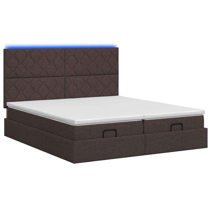 Letto Ottomano con Materasso e LED Marrone Scuro 200 x 200 cm
