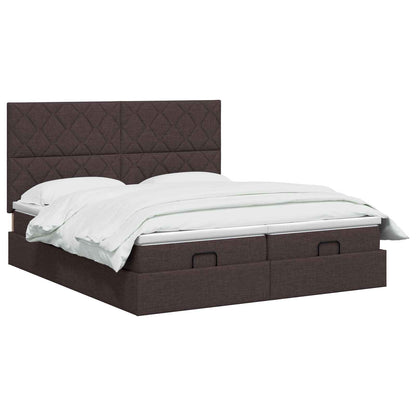 Letto Ottomano con Materasso e LED Marrone Scuro 200 x 200 cm