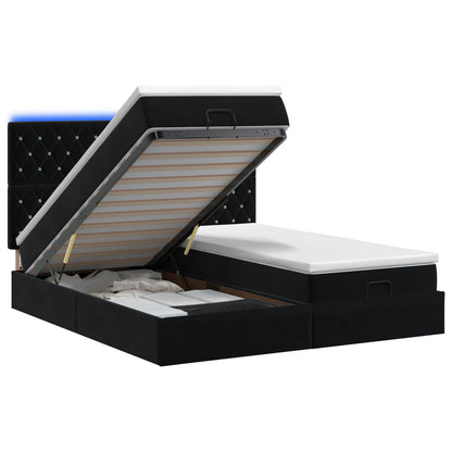 Letto Ottomano con Materasso e LED Nero 180 x 200 cm Velluto | homemem39