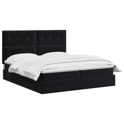 Letto Ottomano con Materasso e LED Nero 180 x 200 cm Velluto | homemem39