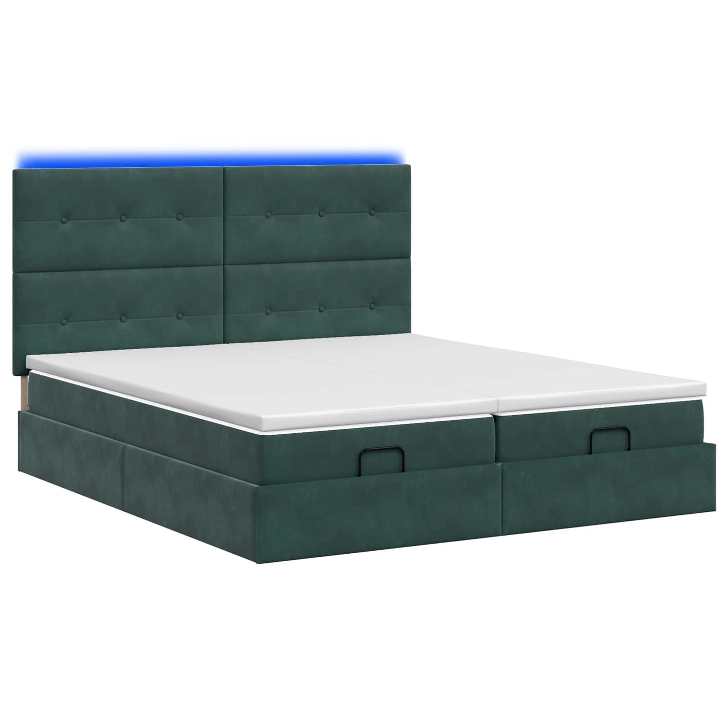 Letto Ottomano con Materasso e LED Verde Scuro 200 x 200 cm | homemem39