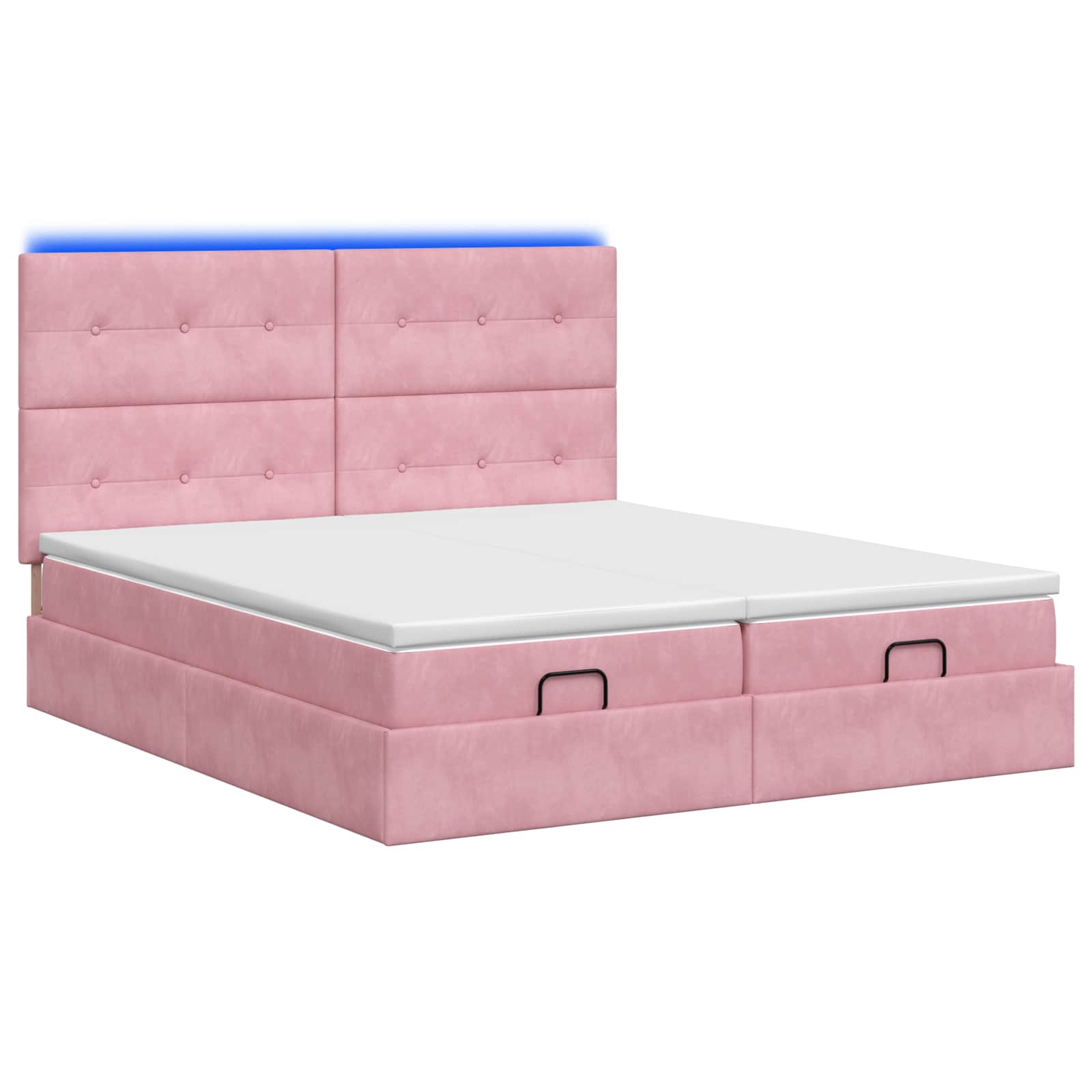 Letto Ottomano con Materasso e LED Rosa 200 x 200 cm Velluto | homemem39