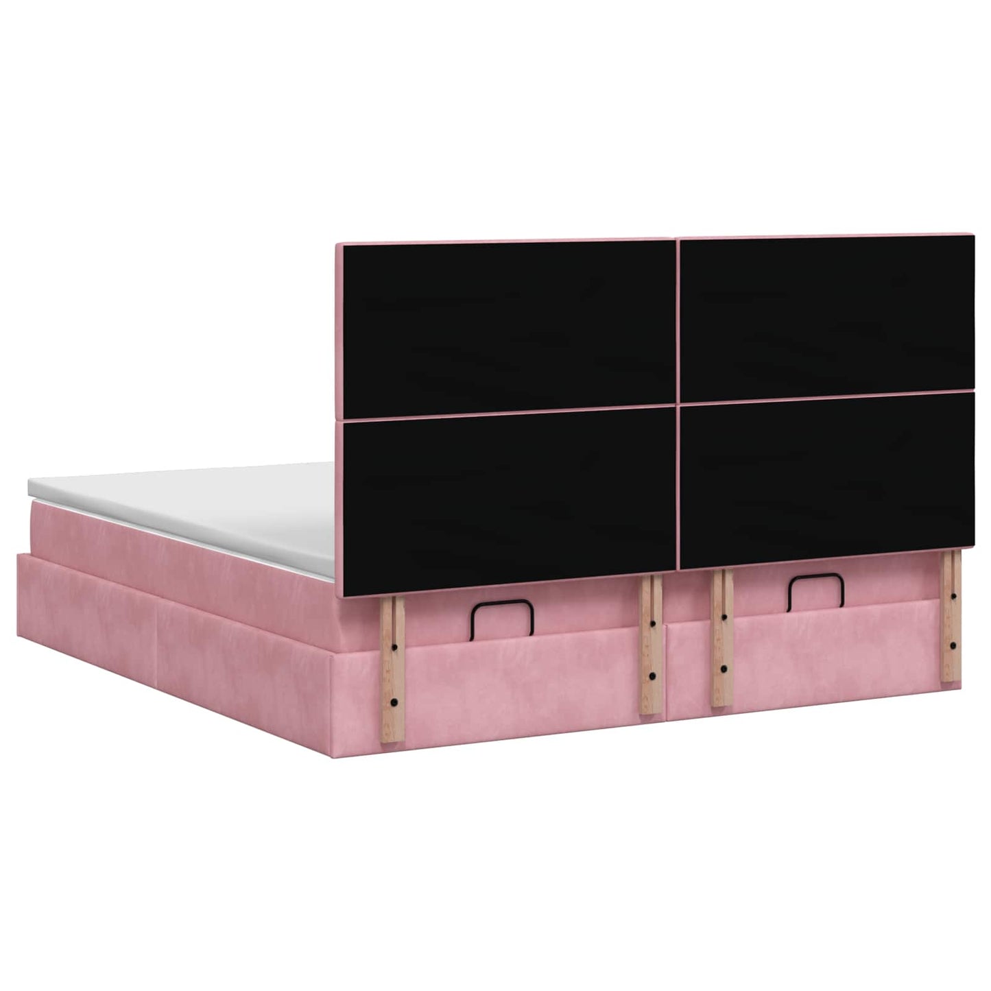 Letto Ottomano con Materasso e LED Rosa 200 x 200 cm Velluto