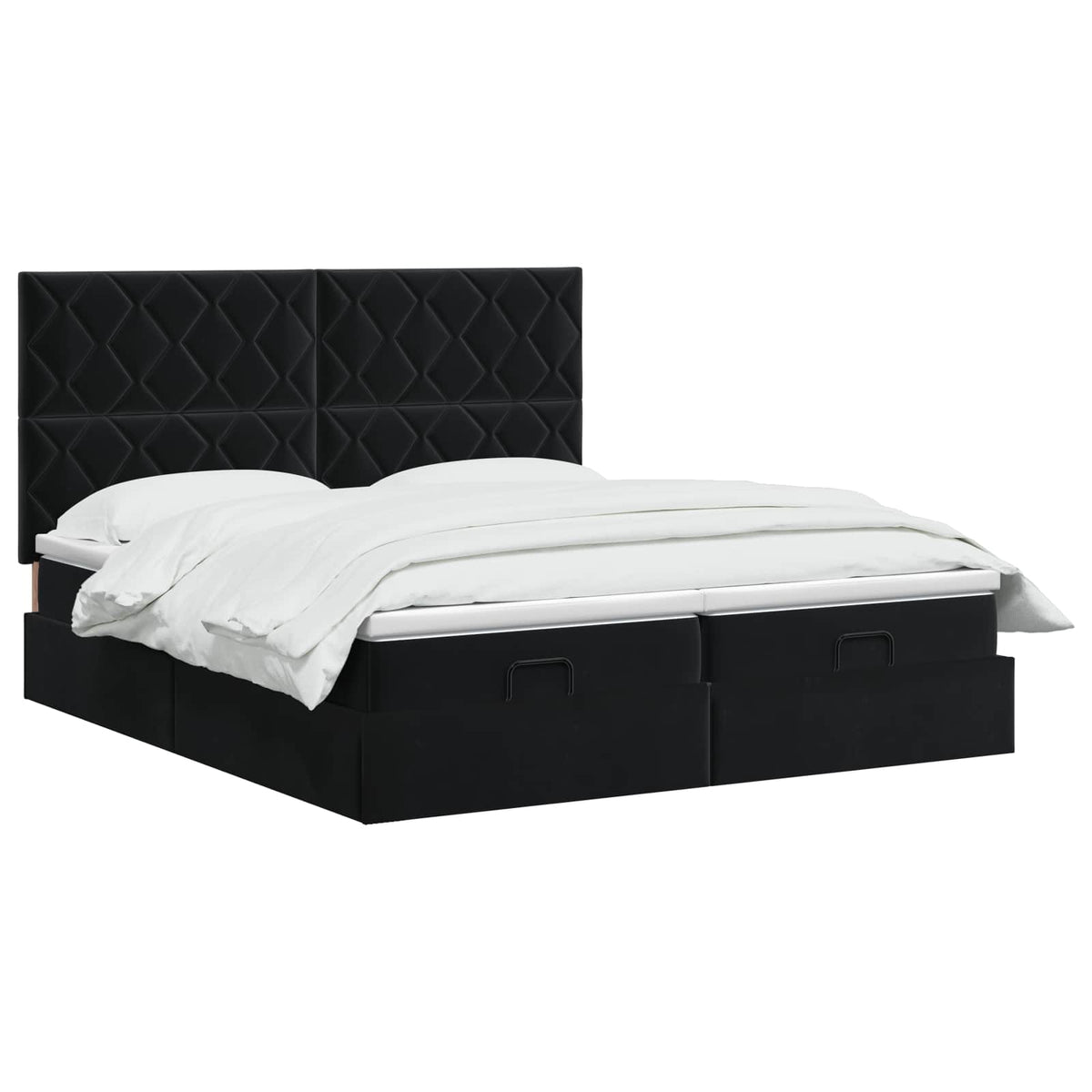 Letto Ottomano con Materasso e LED Nero 180 x 200 cm Velluto | homemem39