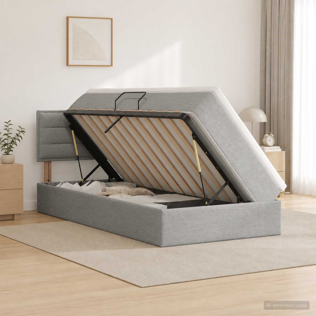 Letto con contenitore LED e materasso Grigio Chiaro 90 x 200 cm | homemem39