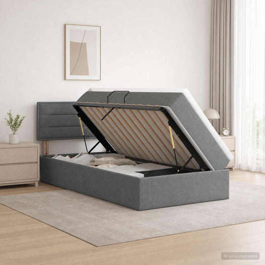 Letto con contenitore LED e materasso Grigio Scuro 90 x 190 cm | homemem39