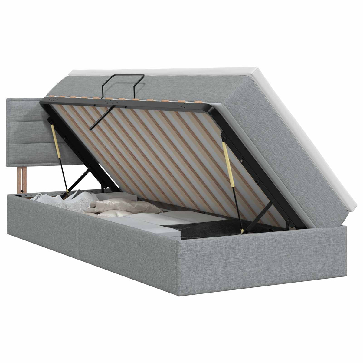 Letto con contenitore e materasso Grigio Chiaro 90 x 200 cm | homemem39