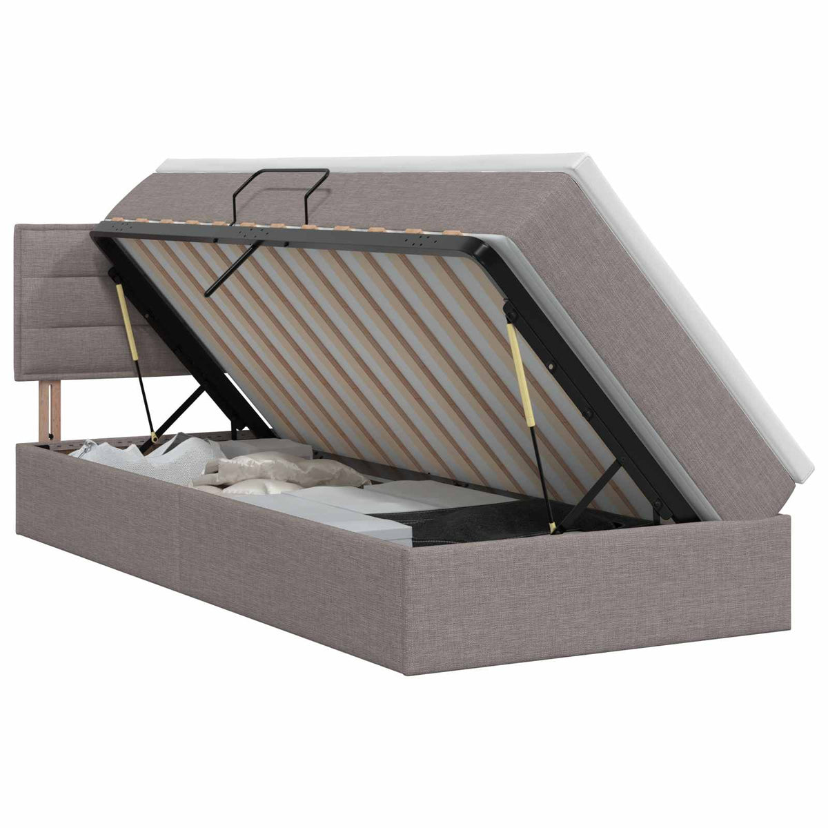 Letto con contenitore e materasso Tortora 90 x 200 cm Velluto | homemem39