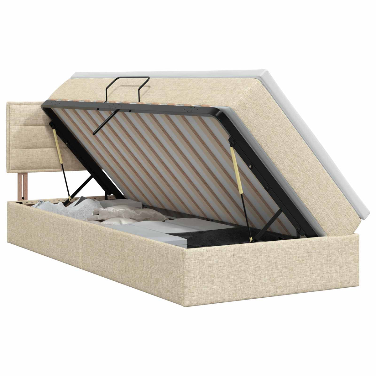 Letto con contenitore e materasso Crema 90 x 200 cm Velluto | homemem39