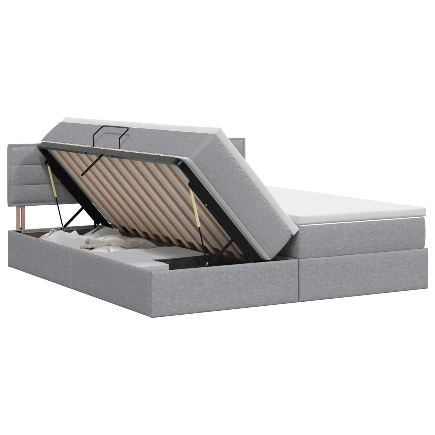 Letto con contenitore e materasso Grigio Chiaro 160 x 200 cm