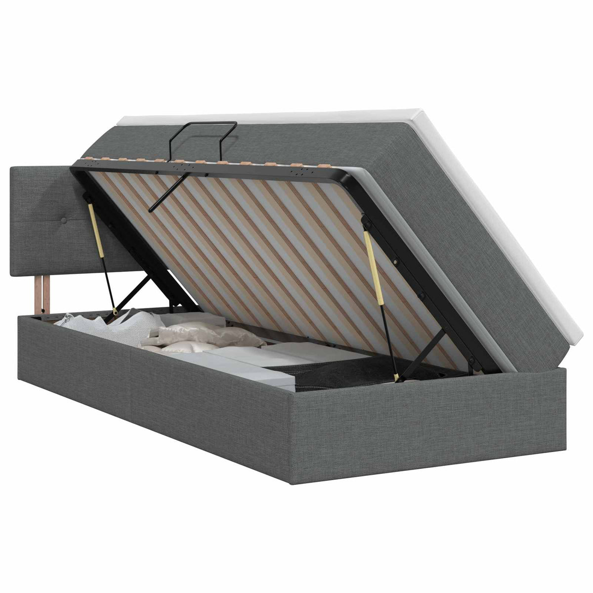 Letto con contenitore e materasso Grigio Scuro 90 x 200 cm | homemem39