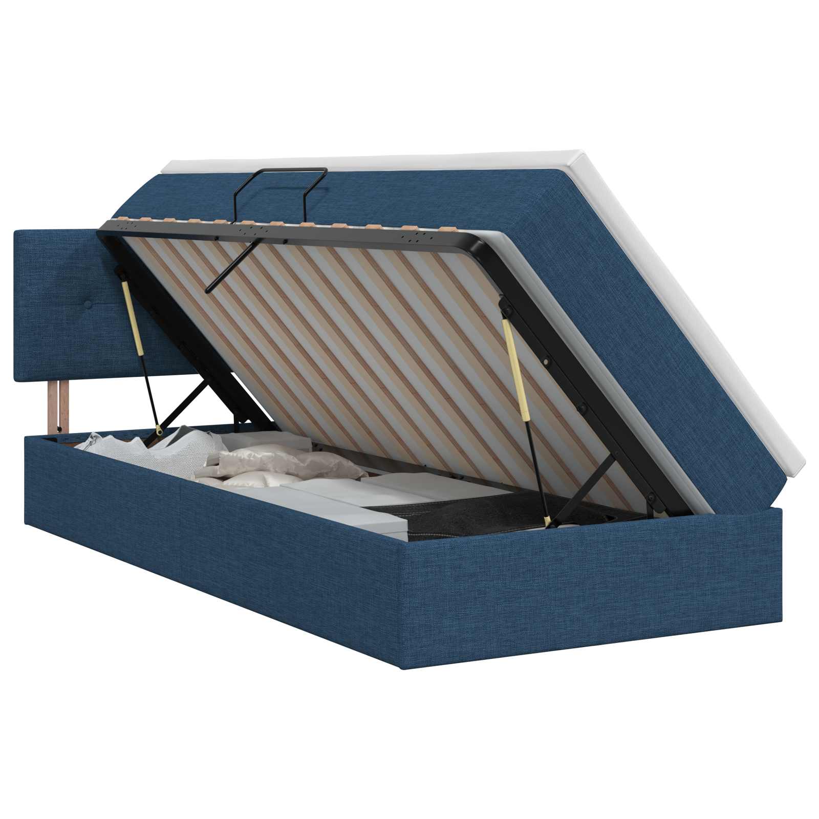 Letto con contenitore e materasso Blu 100 x 200 cm Velluto | homemem39