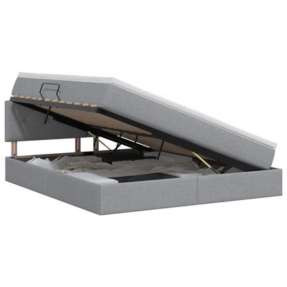Letto con contenitore e materasso Grigio Chiaro 140 x 190 cm