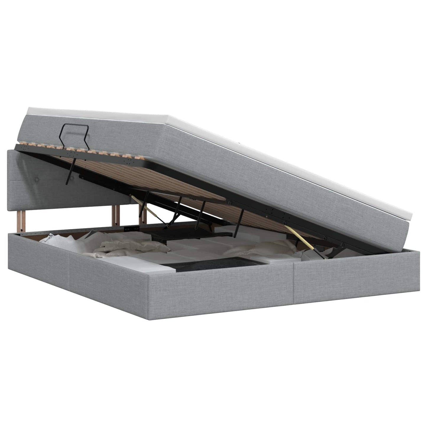 Letto con contenitore e materasso Grigio Chiaro 140 x 200 cm