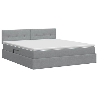 Letto con contenitore e materasso Grigio Chiaro 160 x 200 cm