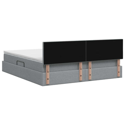 Letto con contenitore e materasso Grigio Chiaro 160 x 200 cm
