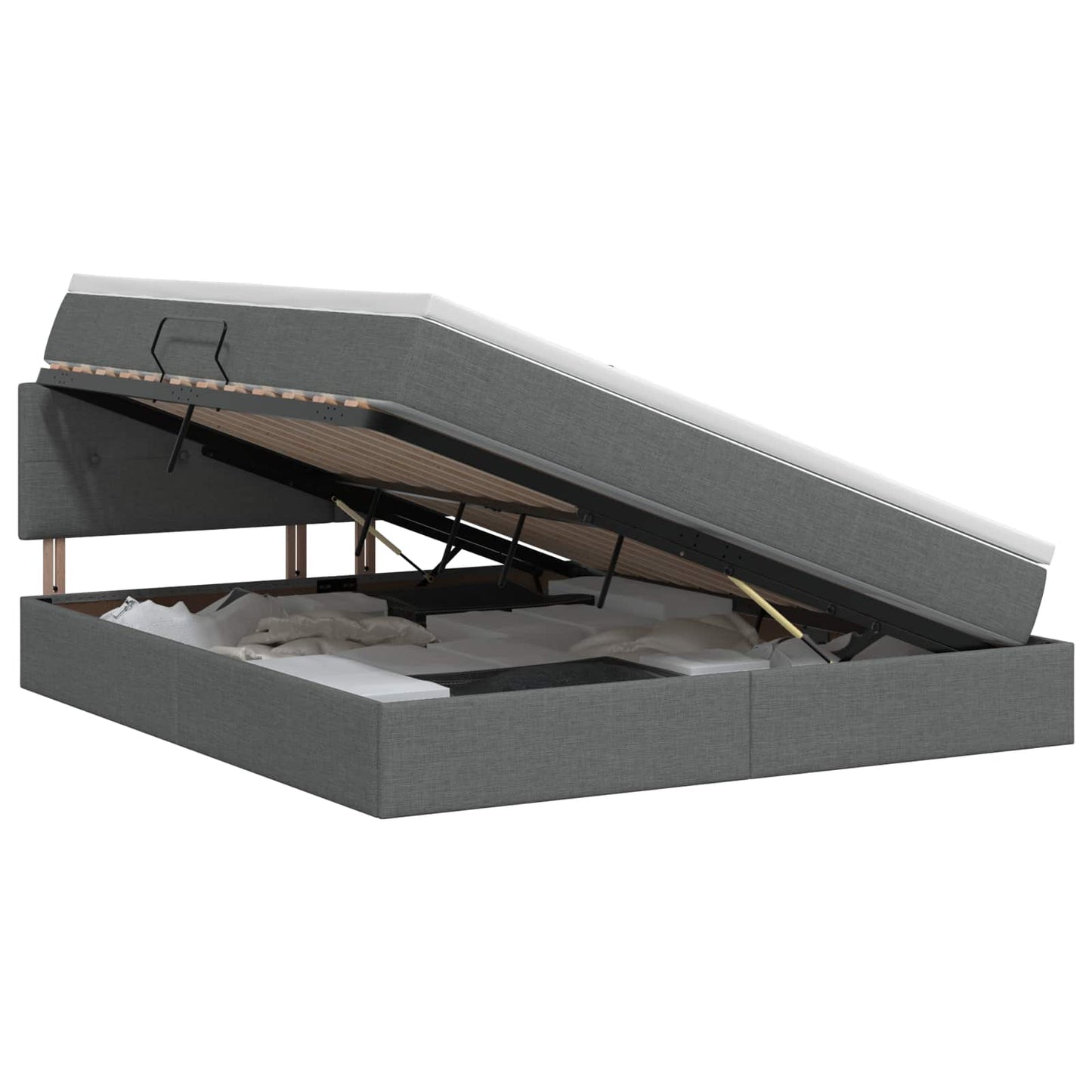 Letto con contenitore e materasso Grigio Scuro 160 x 200 cm