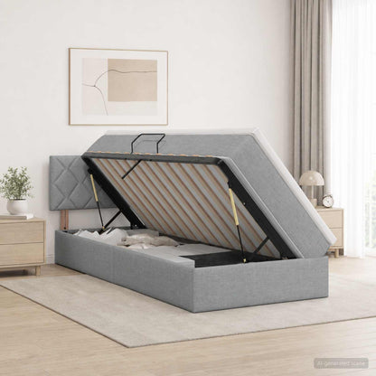 Letto con contenitore e materasso Grigio Chiaro 100 x 200 cm | homemem39