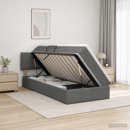 Letto con contenitore LED e materasso Grigio Scuro 90 x 200 cm