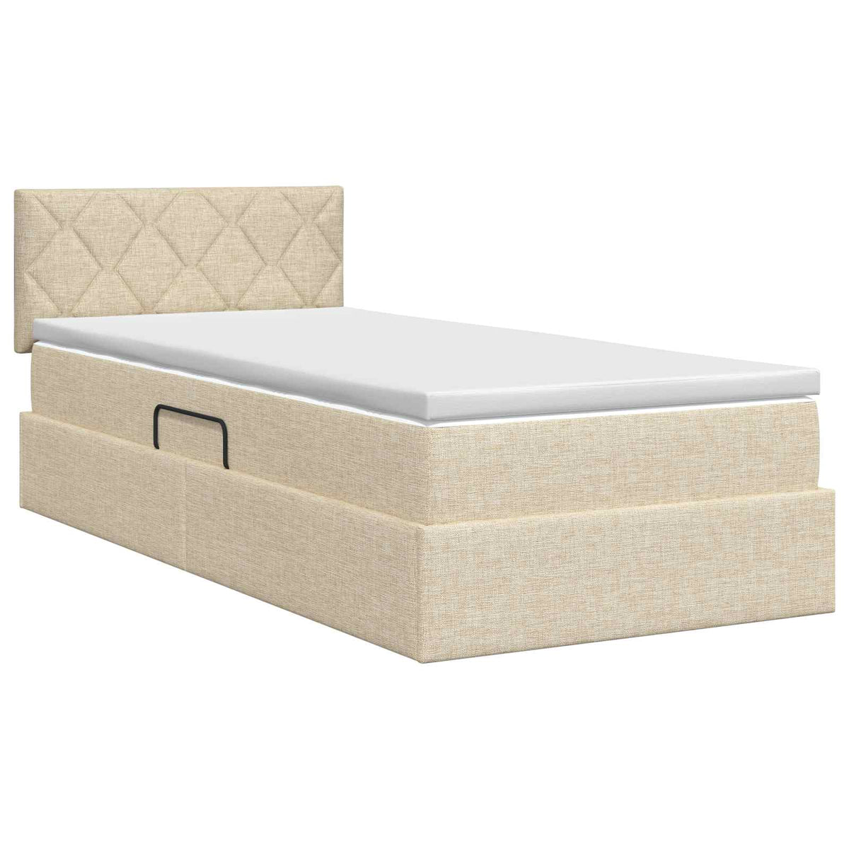 Letto con contenitore e materasso Crema 90 x 190 cm Velluto