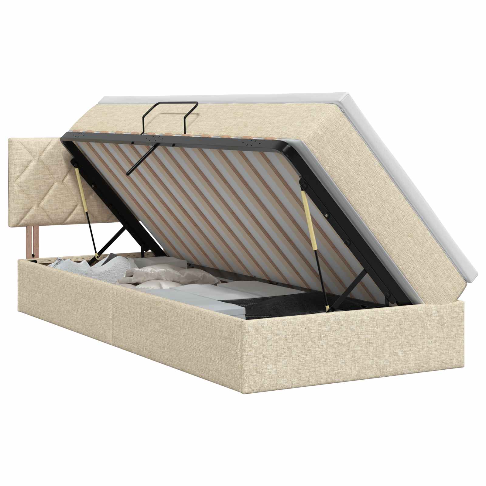 Letto con contenitore e materasso Crema 100 x 200 cm Velluto | homemem39