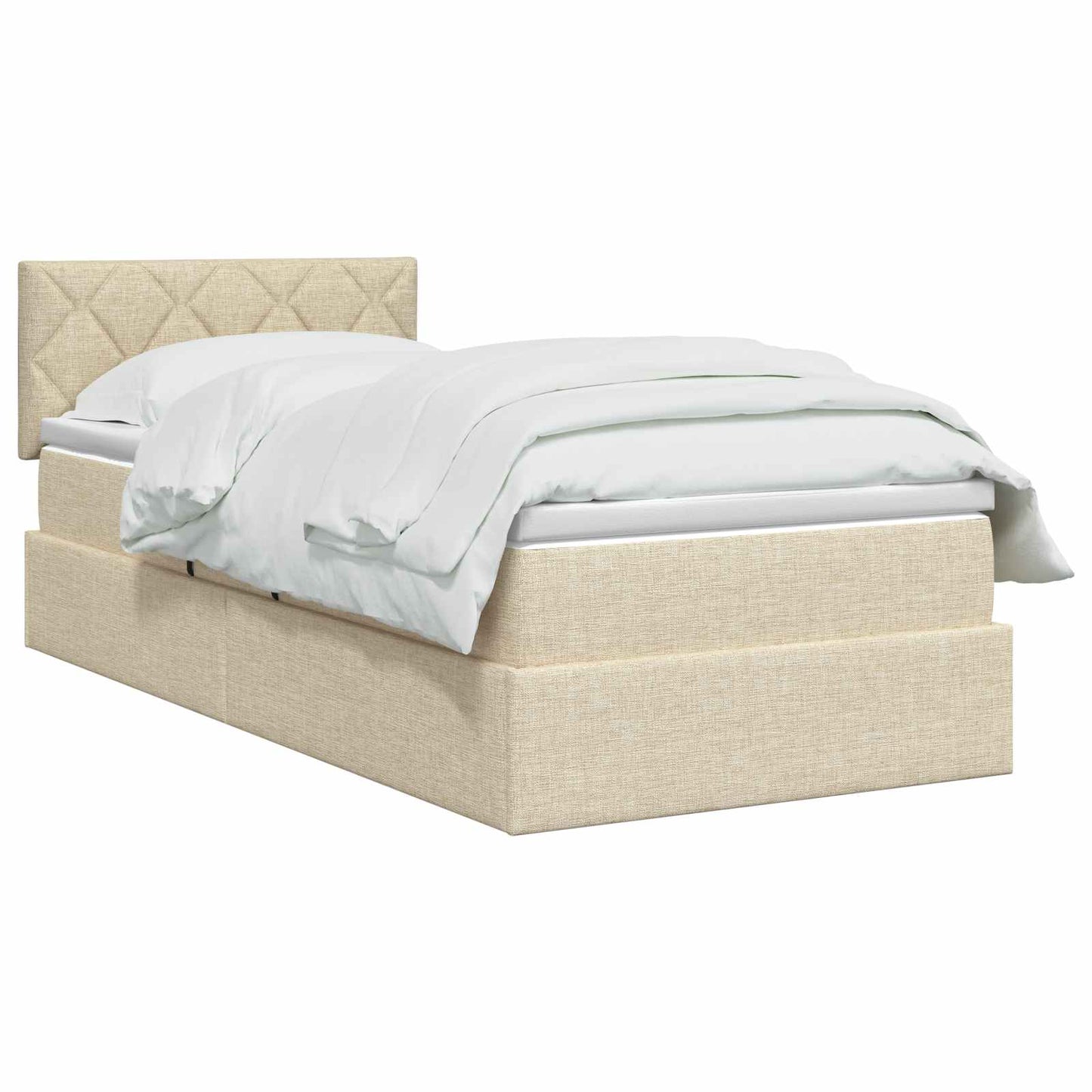 Letto con contenitore e materasso Crema 100 x 200 cm Velluto | homemem39