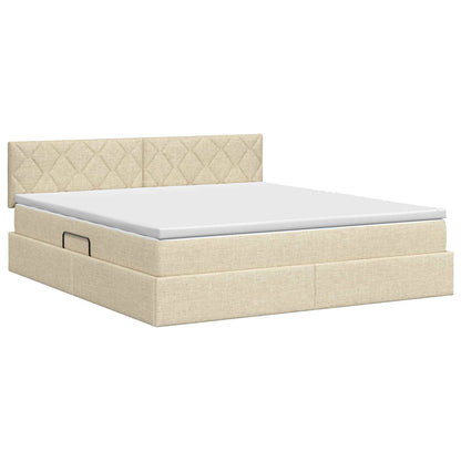 Letto con contenitore e materasso Crema 160 x 200 cm Velluto | homemem39