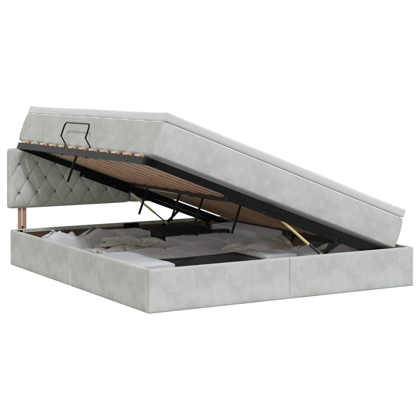 Letto con Contenitore Grigio Chiaro 140 x 200 cm Velluto