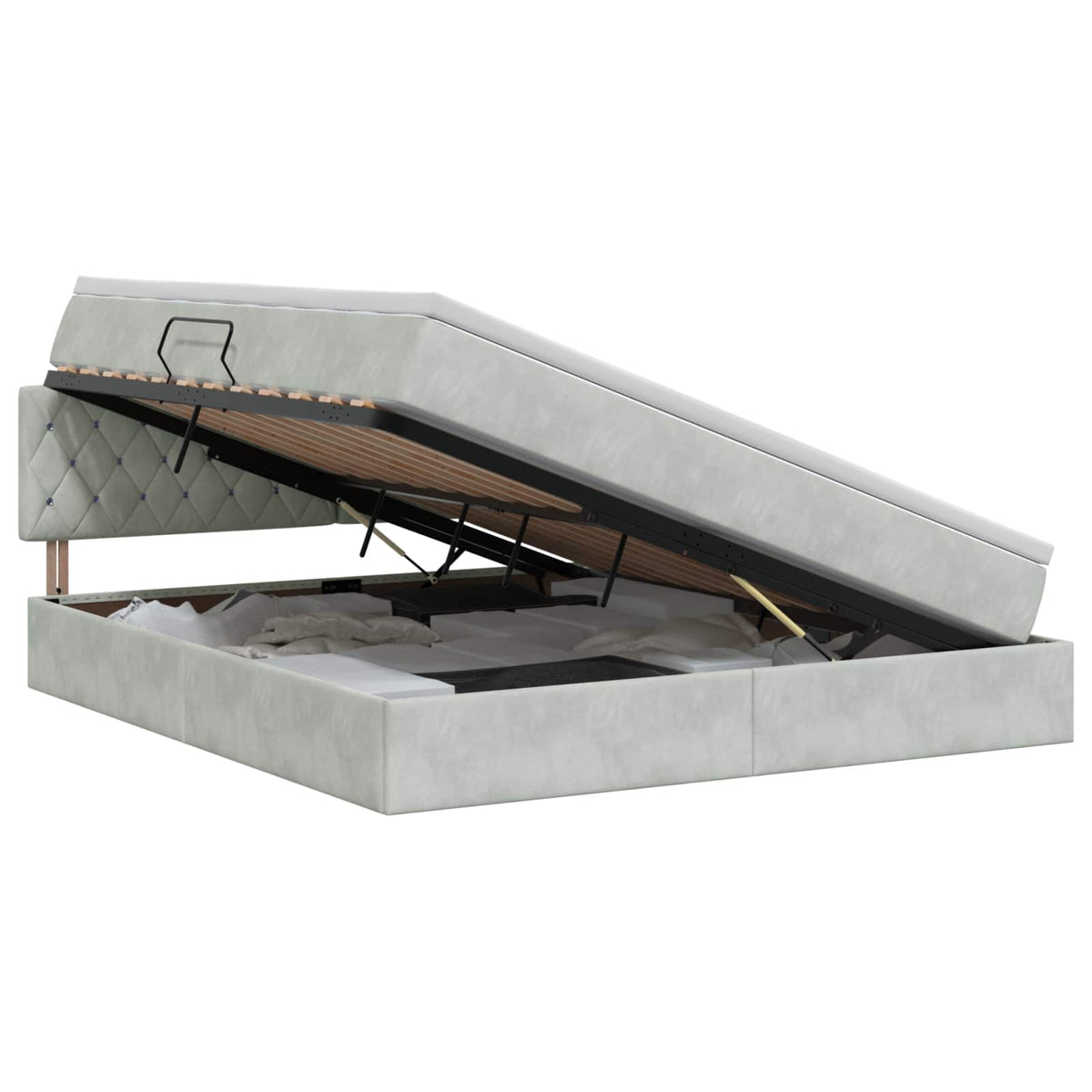 Letto con Contenitore Grigio Chiaro 160 x 200 cm Velluto - homemem39