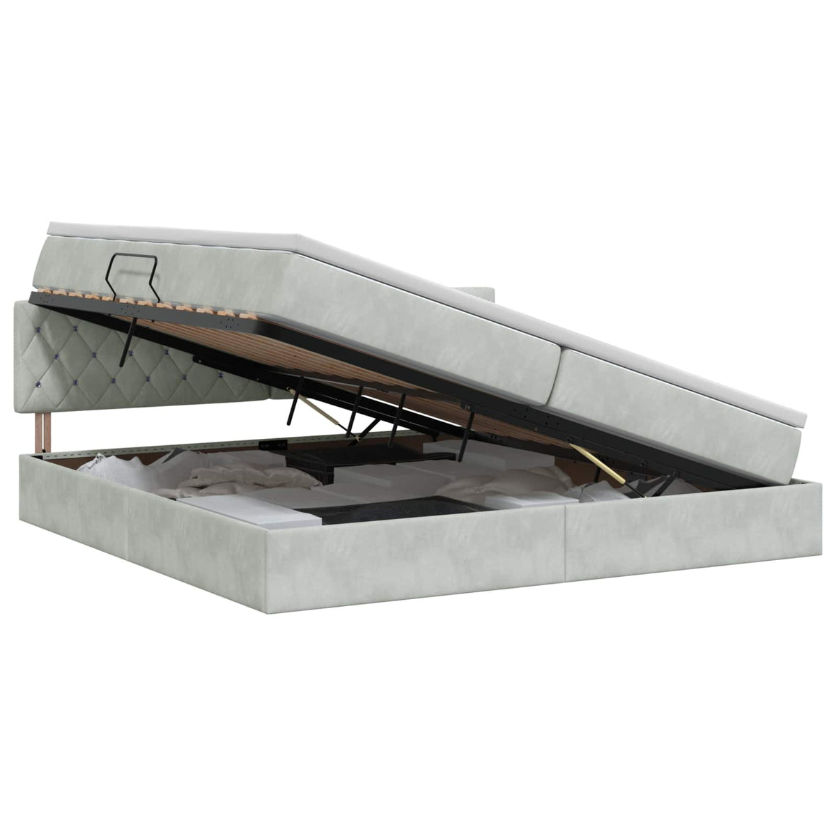 Letto con Contenitore Grigio Chiaro 200 x 200 cm Velluto - homemem39
