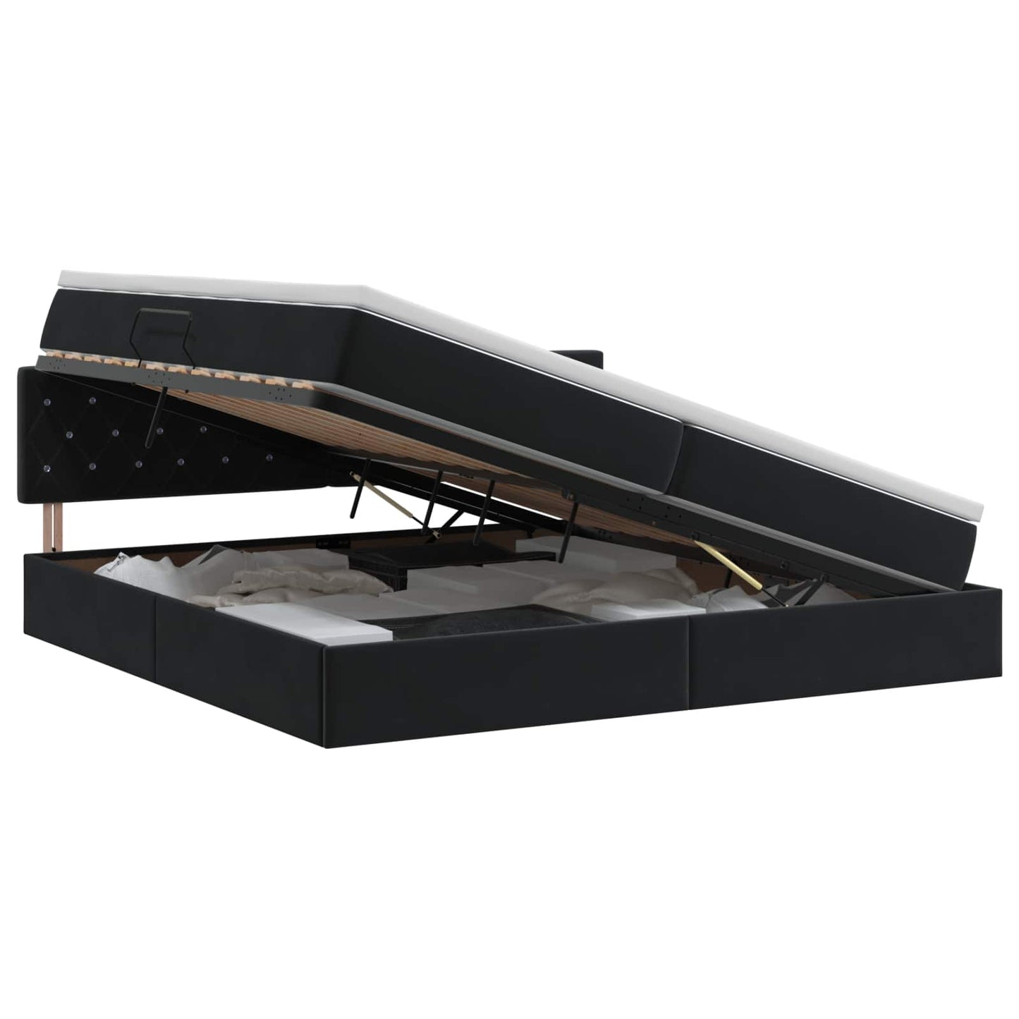 Letto con Contenitore con testiera Nero 200 x 200 cm Velluto